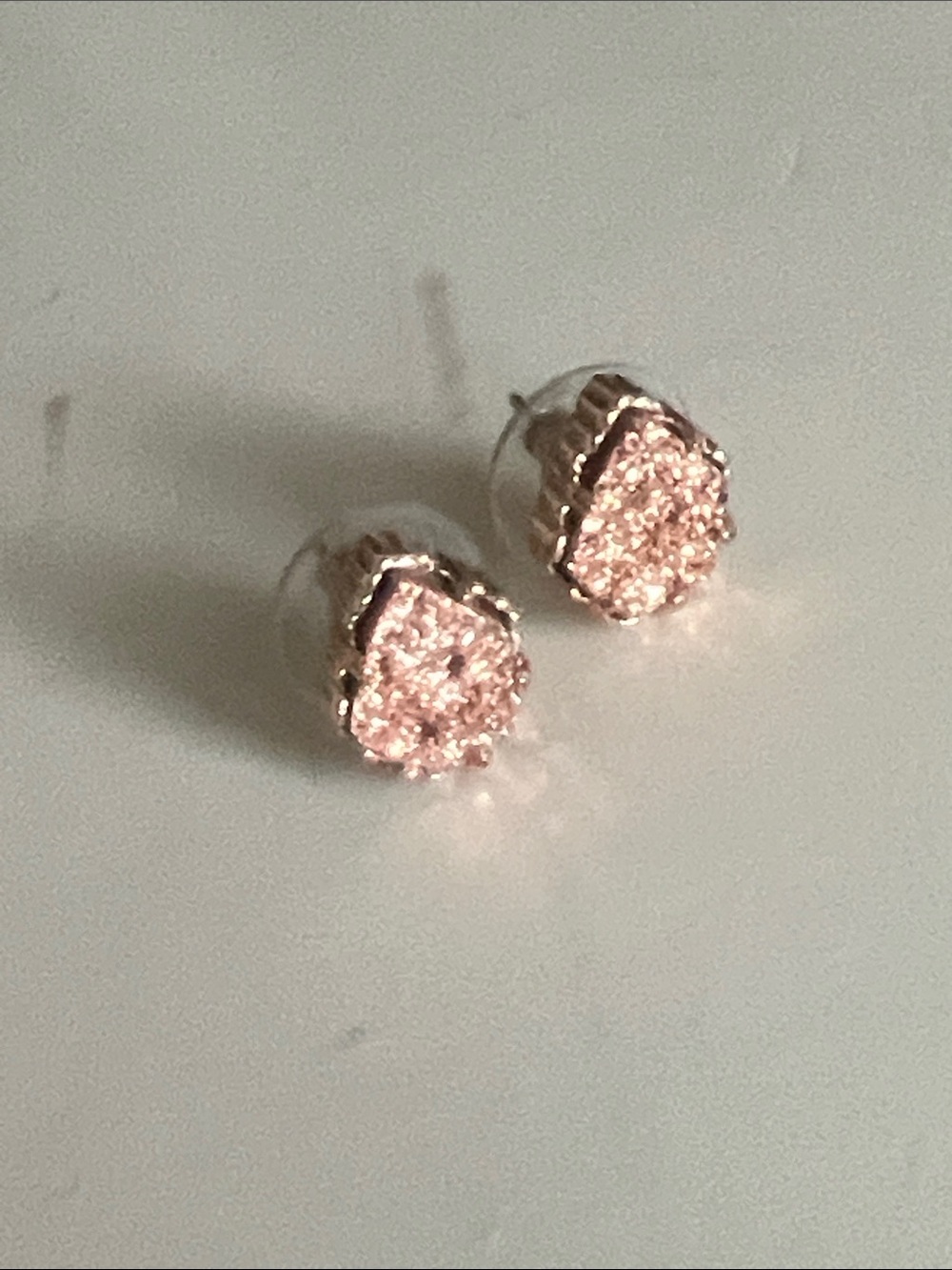 Kendra Scott Rose Gold Pink Druzy Stud Earrings